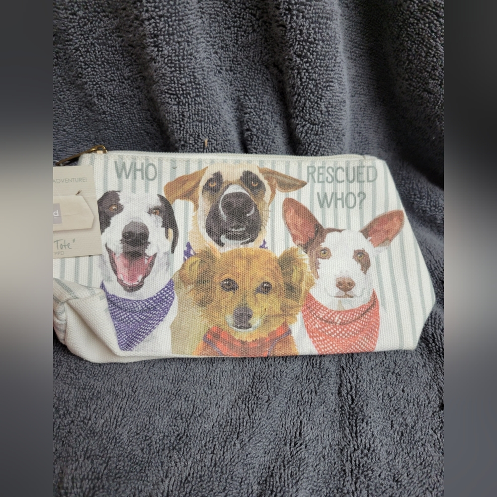 Small cosmetic or pencil bag dogs who rescued who